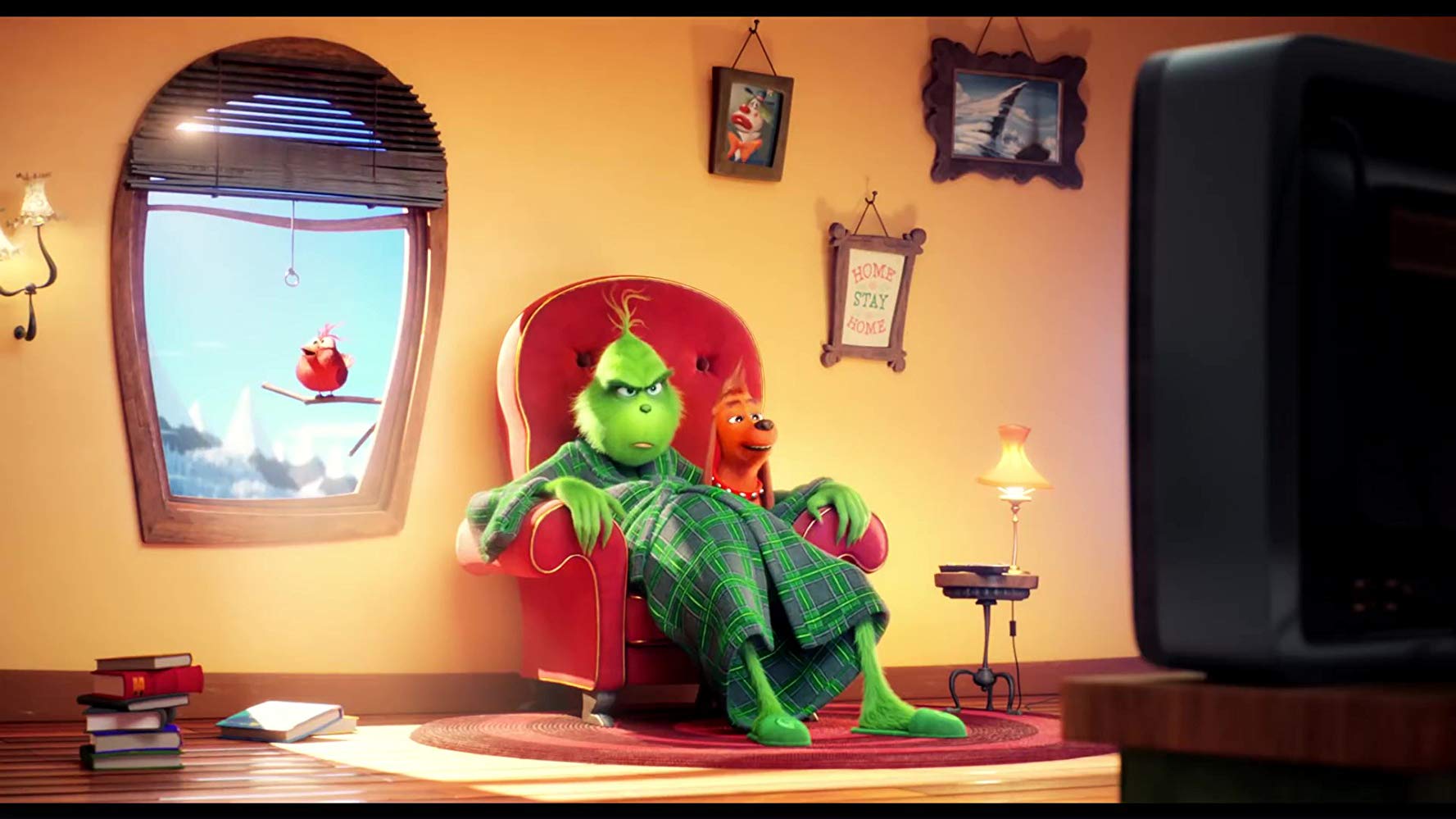 The Grinch in his chair