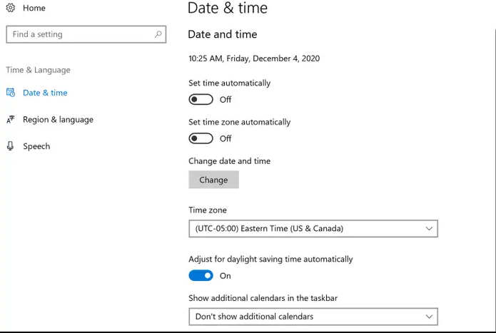 How to Change the Time and Date on Windows 10 