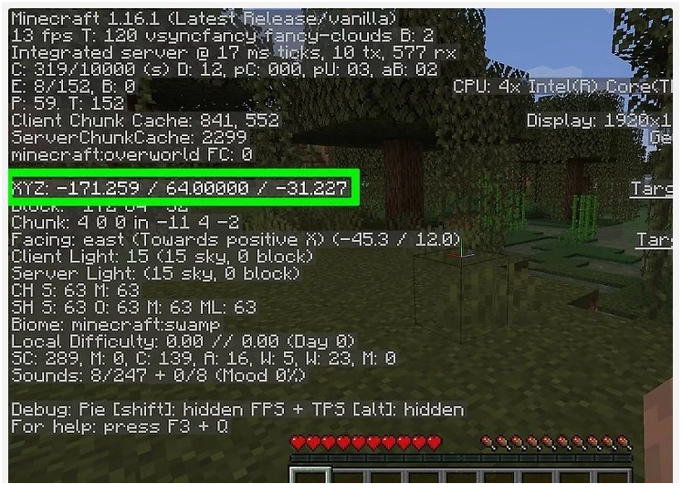 How to See Coordinates in Minecraft Windows 10