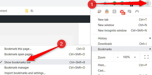 How to Show Bookmarks Bar in Chrome