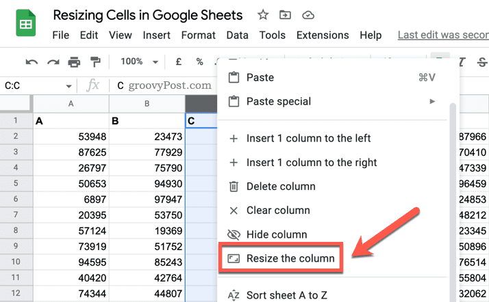 How to Change Size Of Cells in Google Sheets
