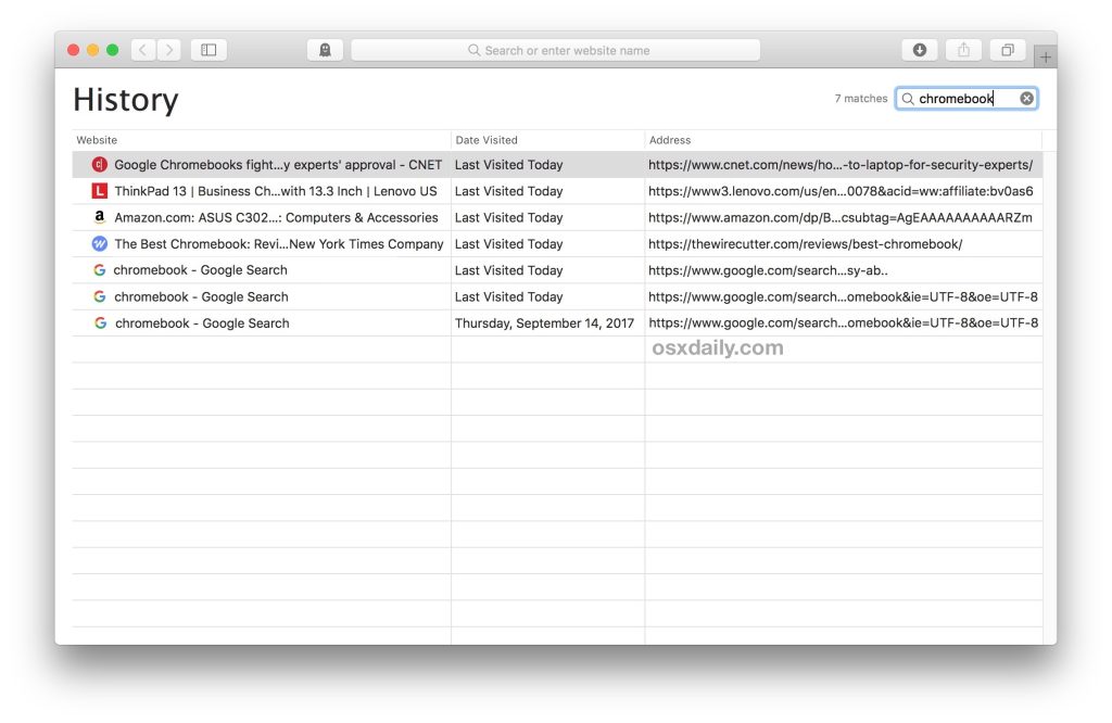 How to Search Safari History on Mac