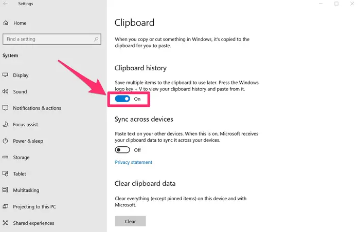 How to Turn On Clipboard History in Windows 10