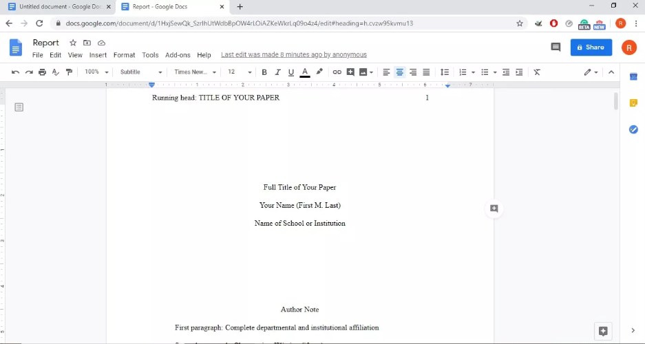 How to Use the APA Template in Google Docs