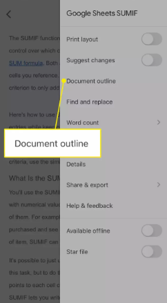 How to Open the Google Docs Outline Tool