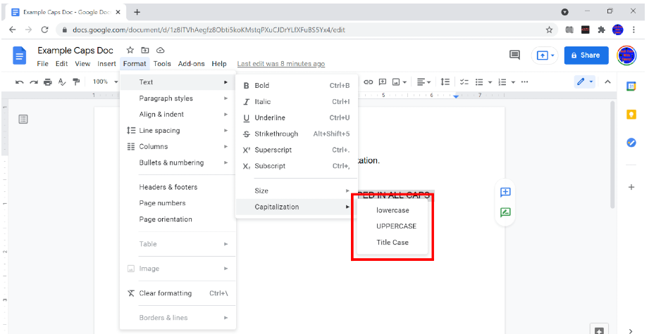 How To Change Capital Letters To Lowercase In Google Docs