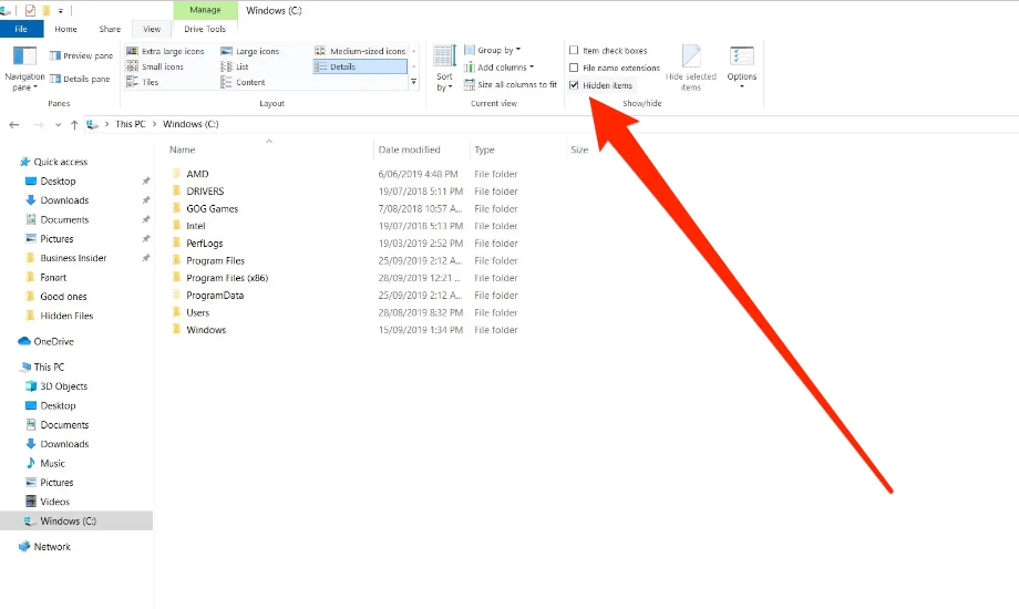 How to Show Hidden Files or Folders on Windows 10