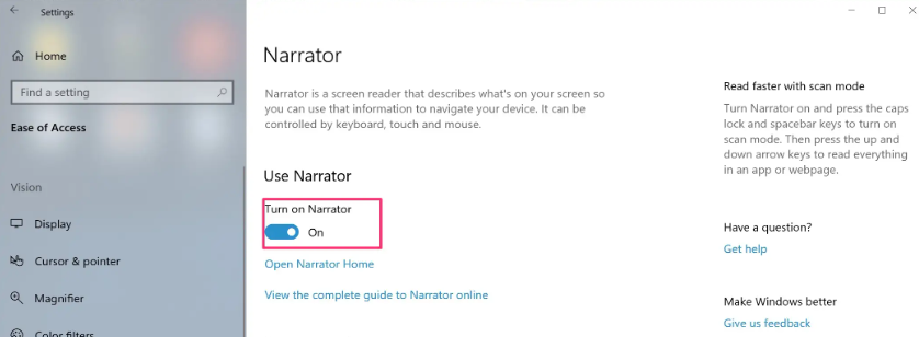 How to Turn Narrator On or Off on Windows 10
