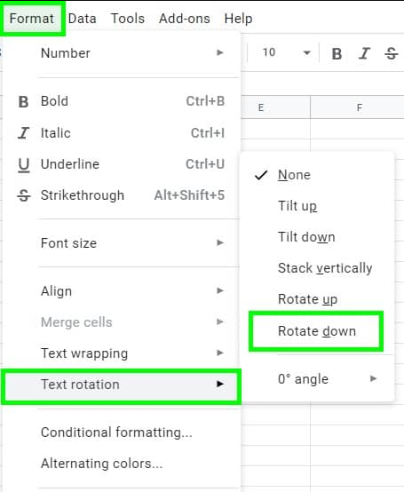 How to Rotate Text in Google Sheets