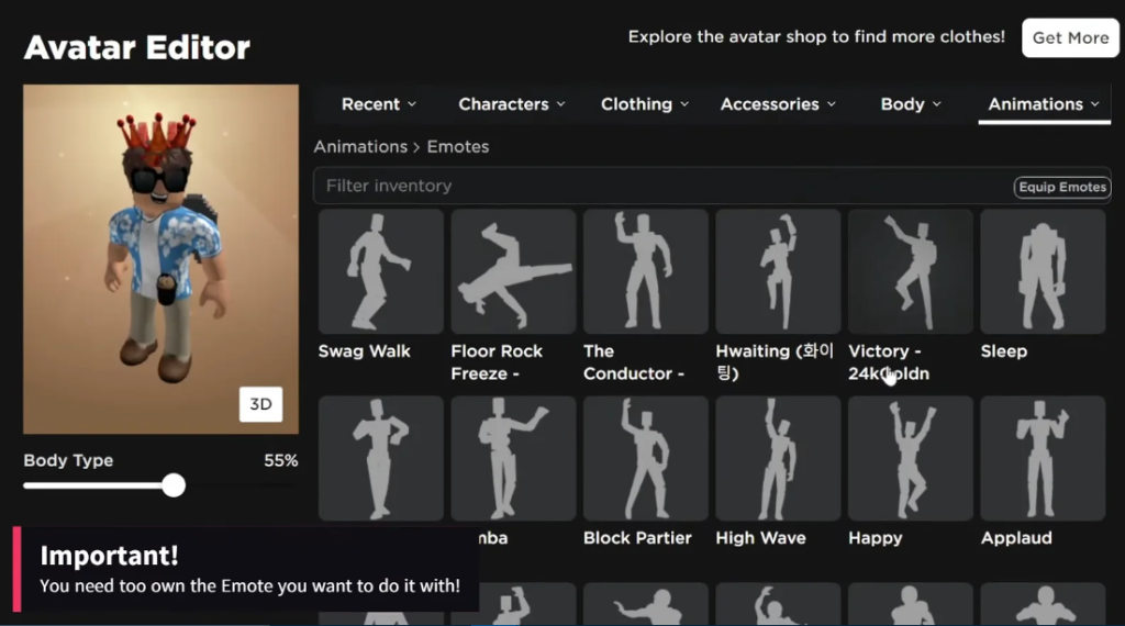 How to Make Your Roblox Avatar Profile Make an Emote