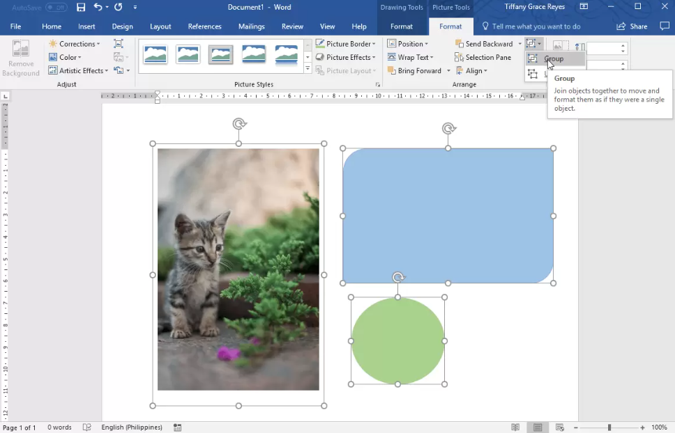How to Group Together Images and Shapes in Microsoft Word