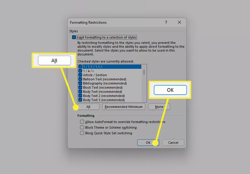 How to Restrict Formatting Changes in Microsoft Word