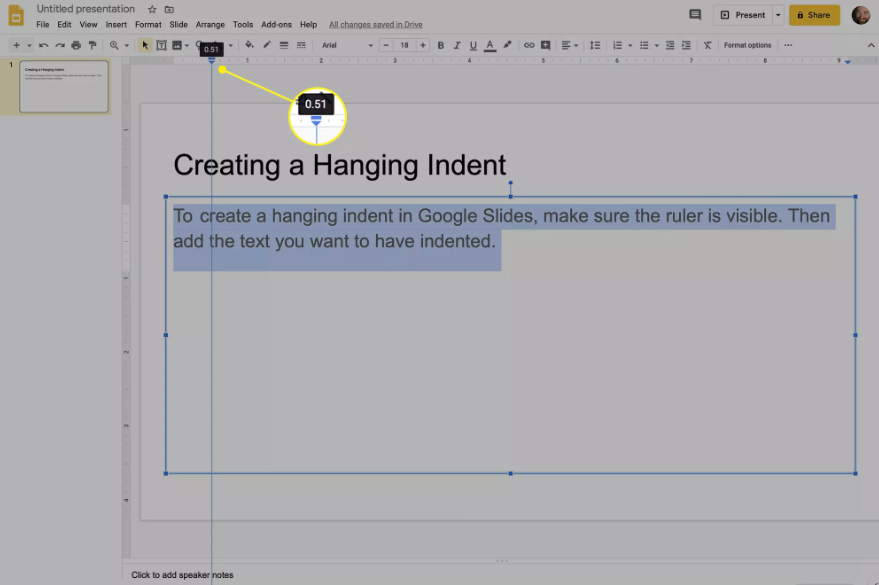 How to Hanging Indent in Google Slides