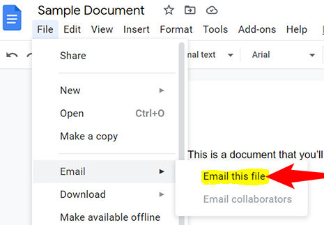 How to Email a Google Docs From Gmail on Desktop