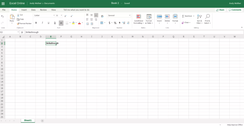 How to Strikethrough in Microsoft Excel Online