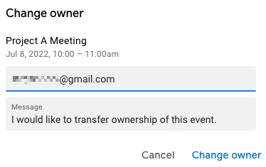How to Change the Owner on a Google Calendar Event
