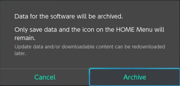 How to Archive a Game on Nintendo Switch