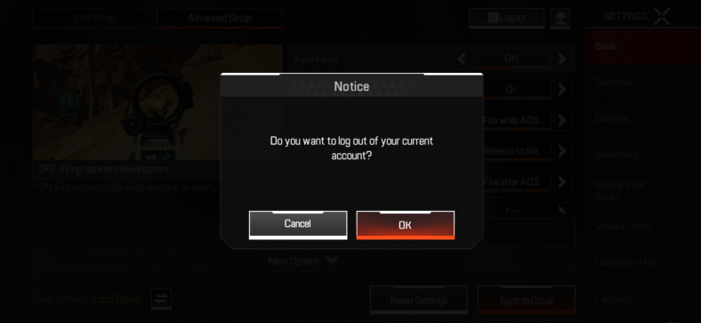 How to Logout and Login to Apex Legends Mobile