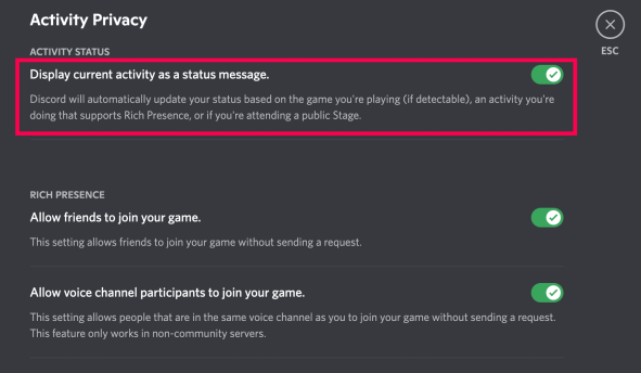 How to Turn Off Game Activity on Discord PC