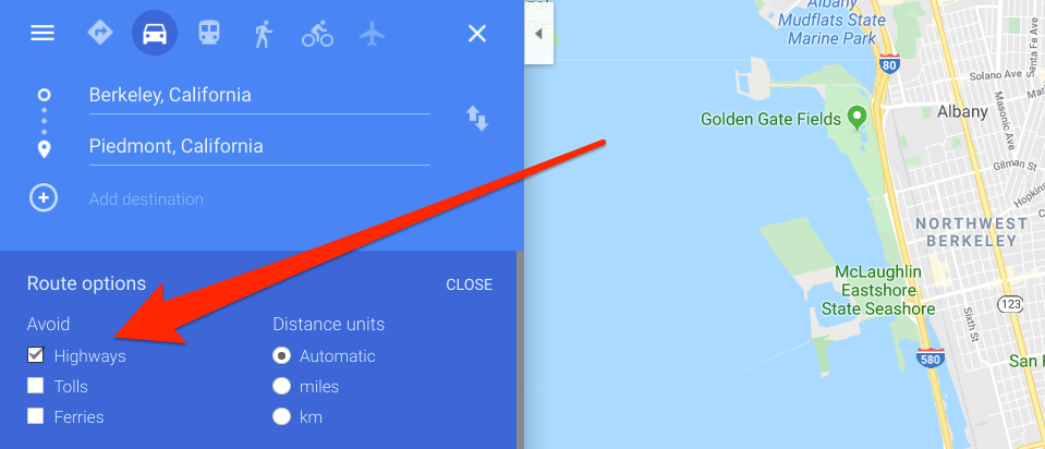 How To Turn Off Highways On Google Maps Website