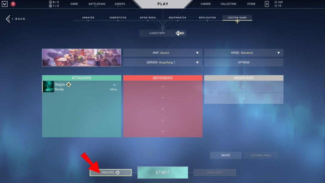 How to Get and Enter the Practice Range in Valorant