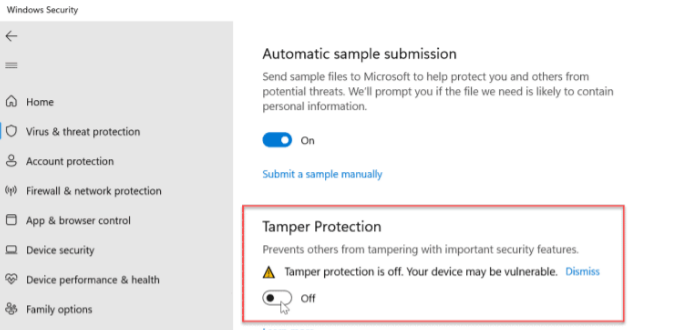 How to Turn On or Off Tamper Protection on Windows 11