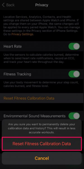 How to Reset Apple Watch Fitness Calibration Data on iPhone