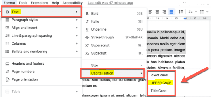 How to Capitalize and Uncapitalize Text in Google Docs