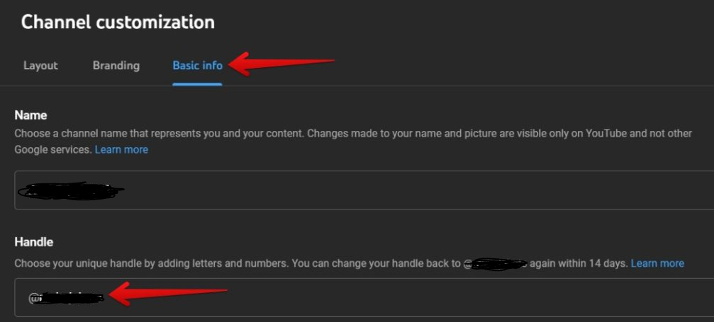 How to Set or Change YouTube Handle on Desktop