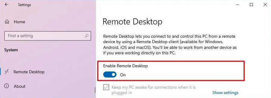 How to Turn On Remote Desktop on Windows 10