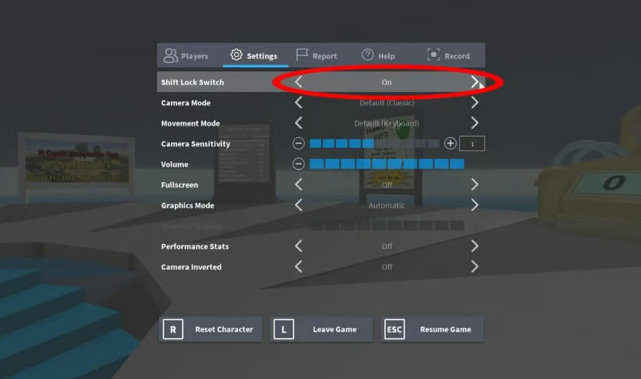How to Turn On Shift Lock Setting on Roblox PC