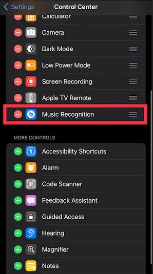 How to Add Shazam Icon to Control Center on iPhone/iPad