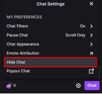 How to Turn Off Stream Chat on Twitch PC