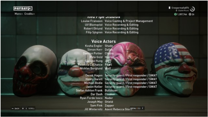 Payday 3: All Voice Actors List