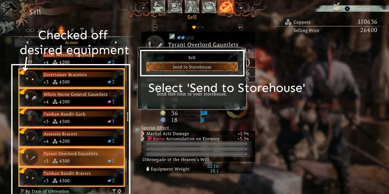 Wo Long: Fallen Dynasty - How to Access Storehouse