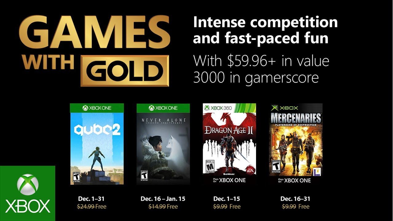 Xbox One Free Games with Gold December Lineup