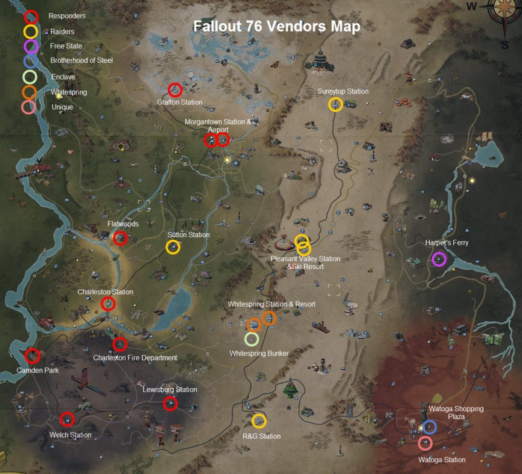 Fallout 76 Vendor Map