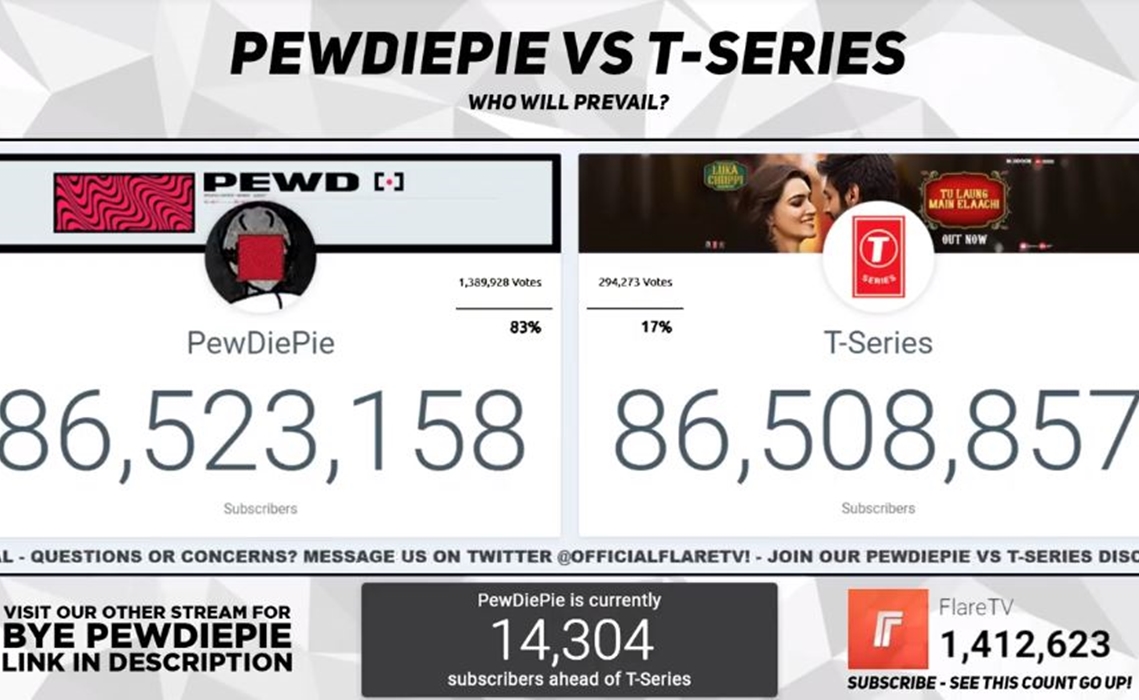 pewdiepie vs t series b lasagna