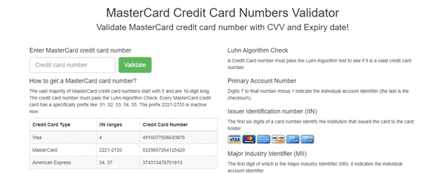 2.	Generate MasterCard Credit card number