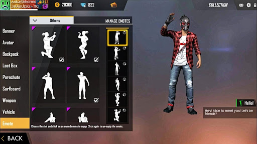 Free Emotes in Free Fire