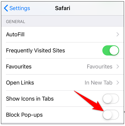 how to turn off pop up blocker on ipad