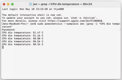 how to check temp of macbook pro