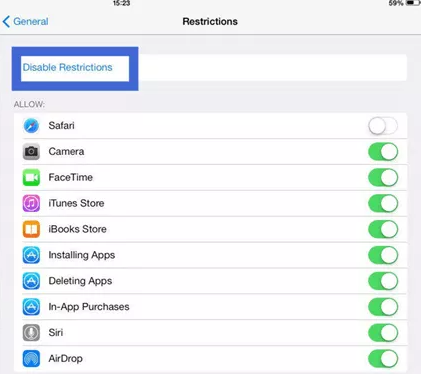 How to Turn Off Restrictions on iPad