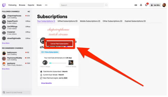 How to Cancel a Twitch Subscription