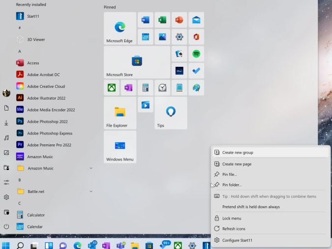 How to Create a Windows 10-like Start menu on Windows 11